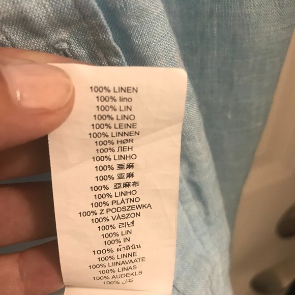 Michael Kors Men's Light Blue 100% Linen Short Sleeve Button Down Shirt, Size L - Picture 3 of 5